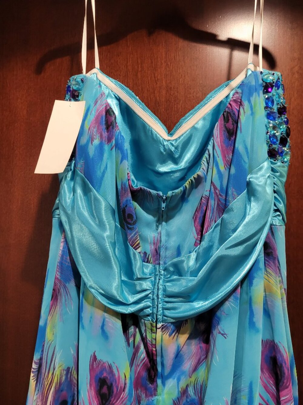 Josh & Jazz 4108356 Size 22W Peacock Multicolor Prom Dress - Picture 4 of 4